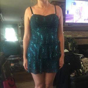 Ruffled sequin cocktail dress mini